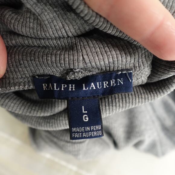 Ralph Lauren Top Womens Large Turtleneck Ribbed Stretch Gray Minimalist Casual - Picture 6 of 8